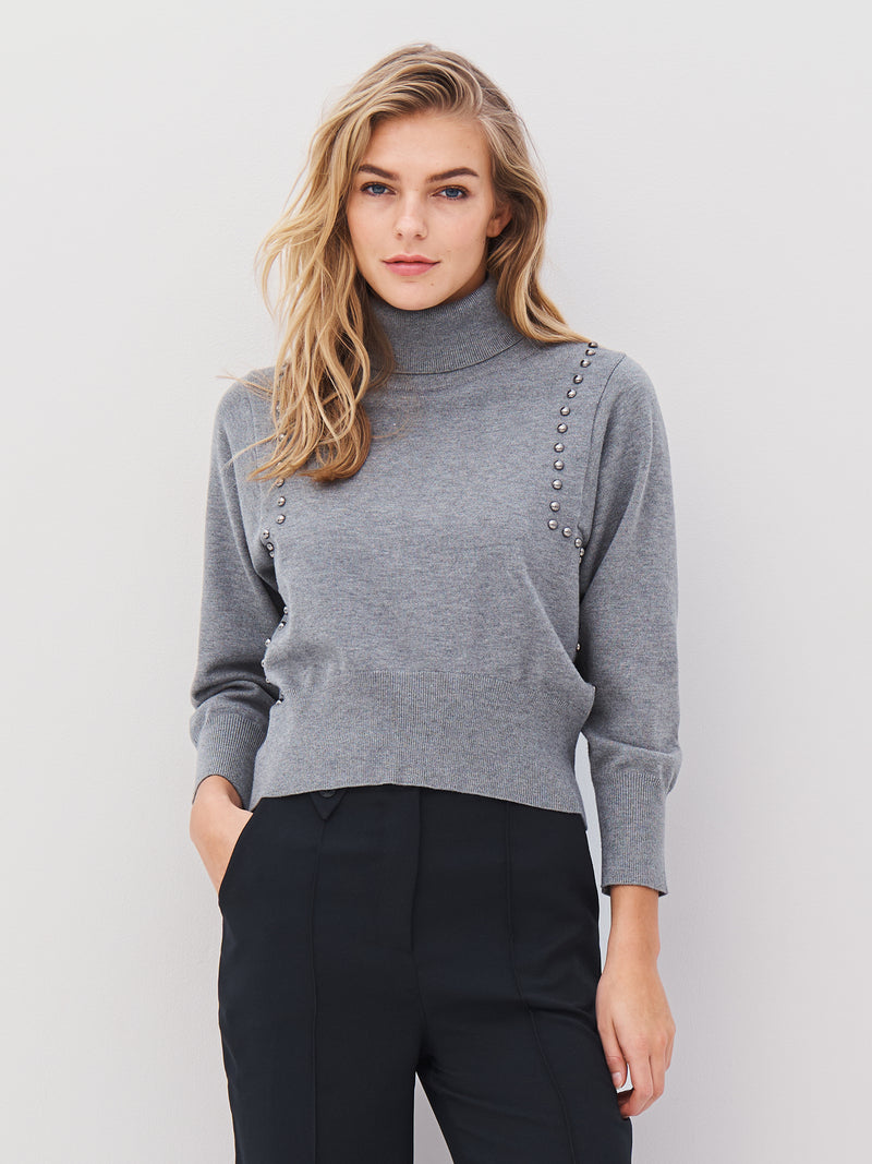 NÜ ADEA knit blouse Blouses 901 Grey mix