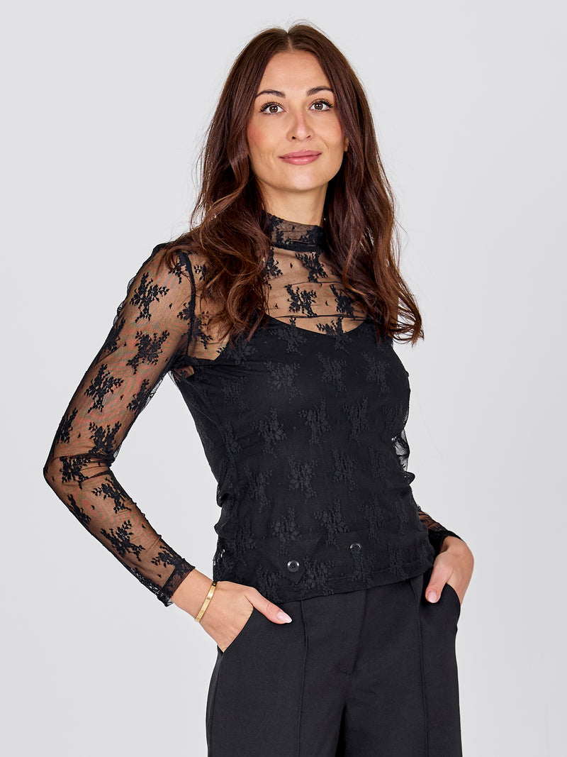NÜ CHERIESE Mesh Top Tops and T-shirts Black