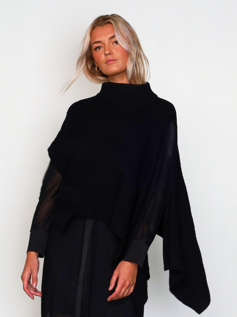 NÜ VILNA knit poncho Ponchos Black