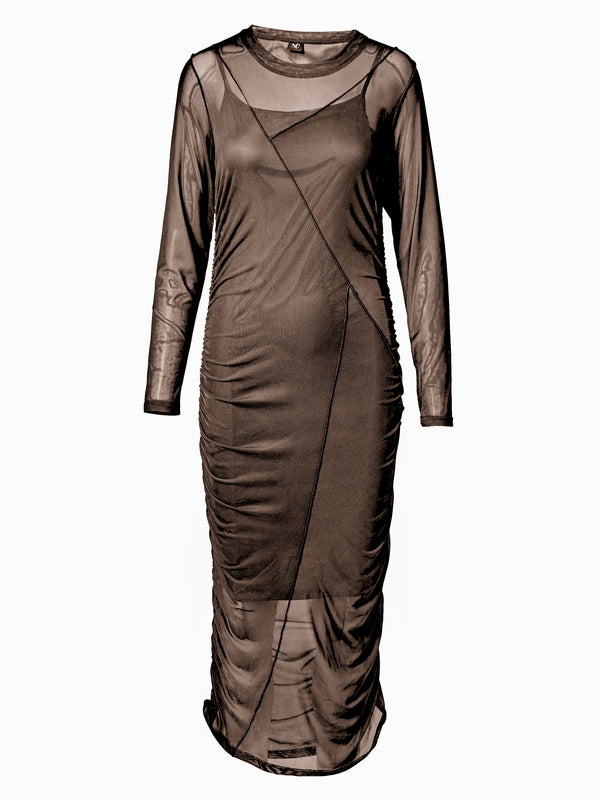 NÜ VINJA mesh dress Dresses 224 Dark Brown